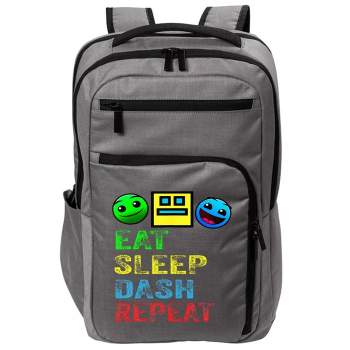 Eat Sleep Dash Repeat Video Game Geometry Impact Tech Backpack