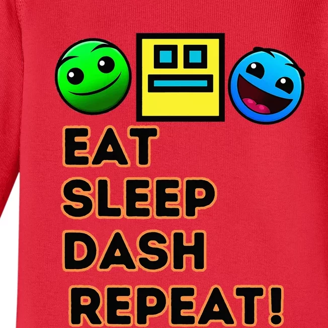 Eat Sleep Dash Repeat Video Game Geometry Video Gamer Baby Long Sleeve Bodysuit