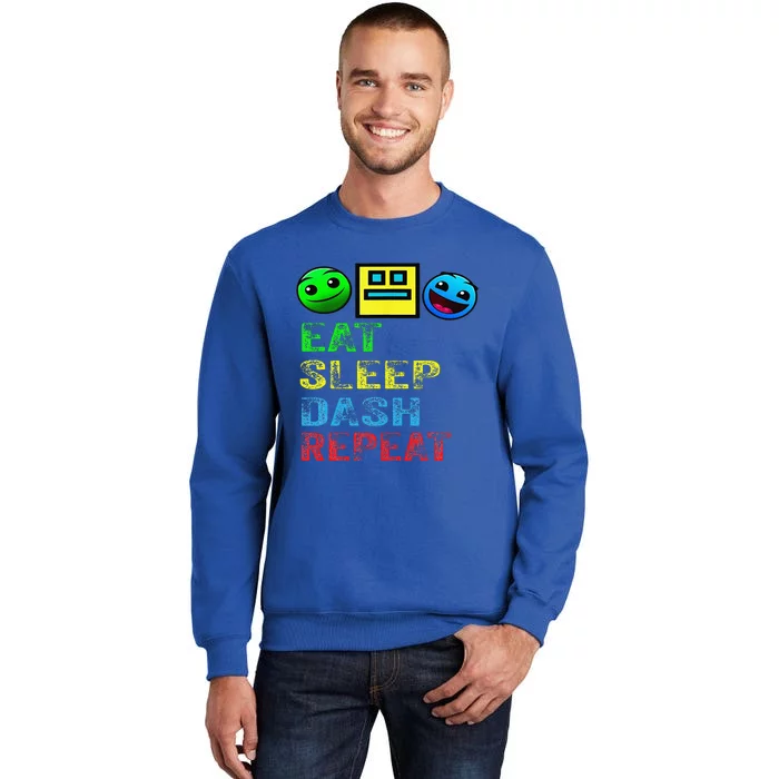 Eat Sleep Dash Repeat Video Game Geometry Video Gamer Gift Tall Sweatshirt