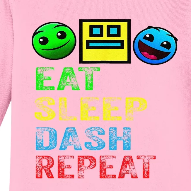 Eat Sleep Dash Repeat Video Game Geometry Video Gamer Gift Baby Long Sleeve Bodysuit