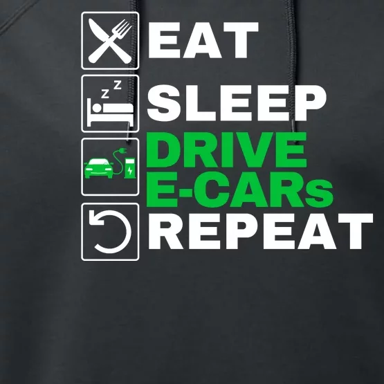 Eat Sleep Drive ECars Drive Electric Funny Electric Vehicle Performance Fleece Hoodie