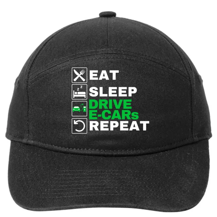 Eat Sleep Drive ECars Drive Electric Funny Electric Vehicle 7-Panel Snapback Hat