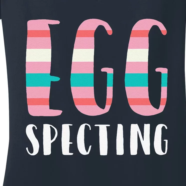 Egg Specting Easter Gift Mom Pregnancy Announcement Women's V-Neck T-Shirt