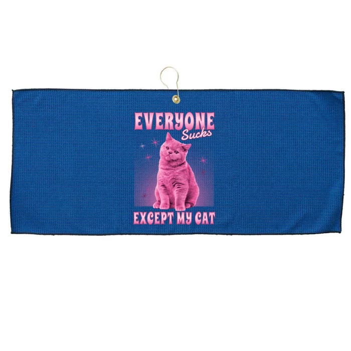 Everyone Sucks Except My Cat Large Microfiber Waffle Golf Towel