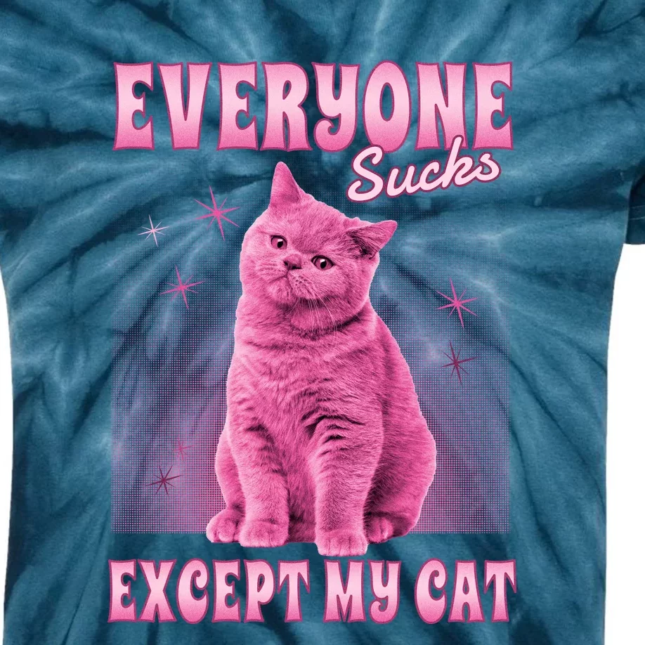 Everyone Sucks Except My Cat Kids Tie-Dye T-Shirt