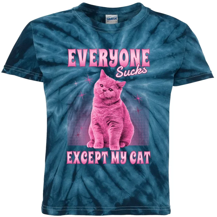 Everyone Sucks Except My Cat Kids Tie-Dye T-Shirt