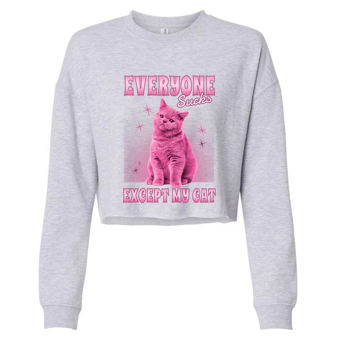 Everyone Sucks Except My Cat Cropped Pullover Crew