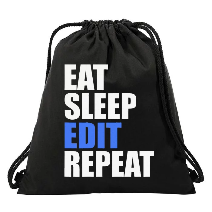 Eat Sleep Edit Repeat Editor Writer Journalist Reporter Drawstring Bag