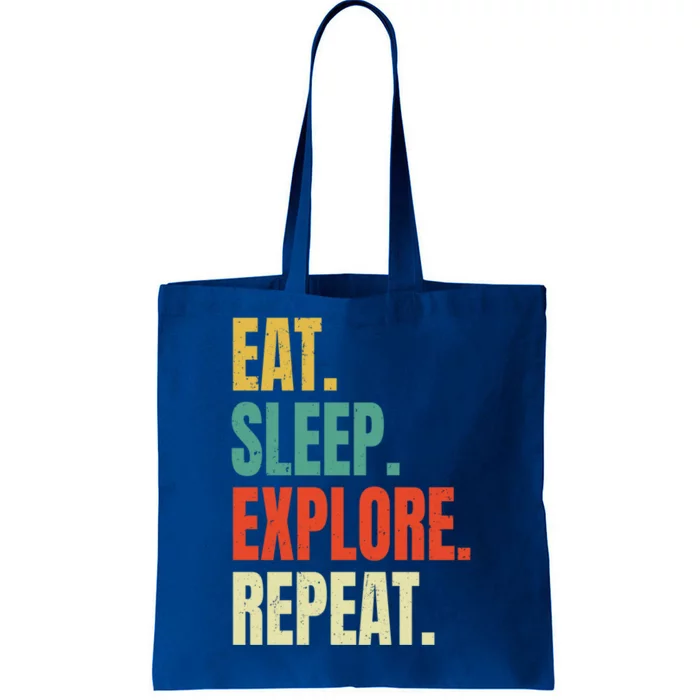 Eat Sleep Explore Repeat World Travel Hiking Camp Adventure Gift Tote Bag