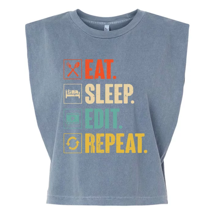 Eat Sleep Edit Repeat Vintage Editing Editor Garment-Dyed Women's Muscle Tee