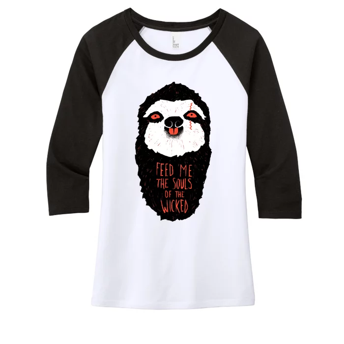 Evil Sloth Women's Tri-Blend 3/4-Sleeve Raglan Shirt