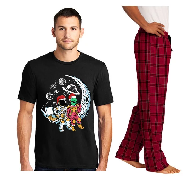 Extraterrestrial Space Explorer Enjoying Pizza Holiday Pajama Pajama Set