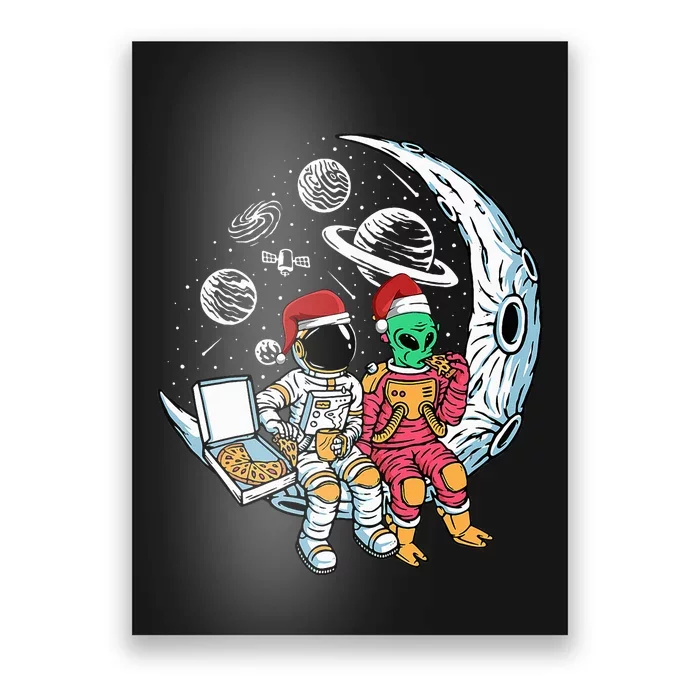 Extraterrestrial Space Explorer Enjoying Pizza Holiday Pajama Poster