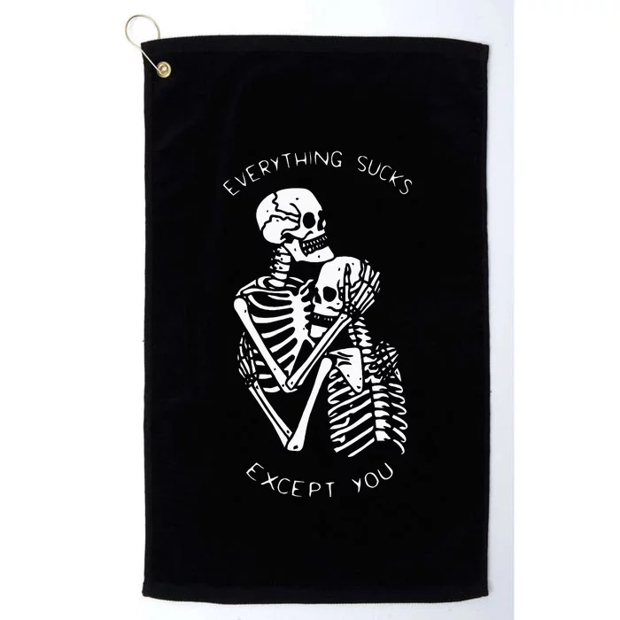 Everything Sucks Except You Funny Halloween Costume Skull Platinum Collection Golf Towel