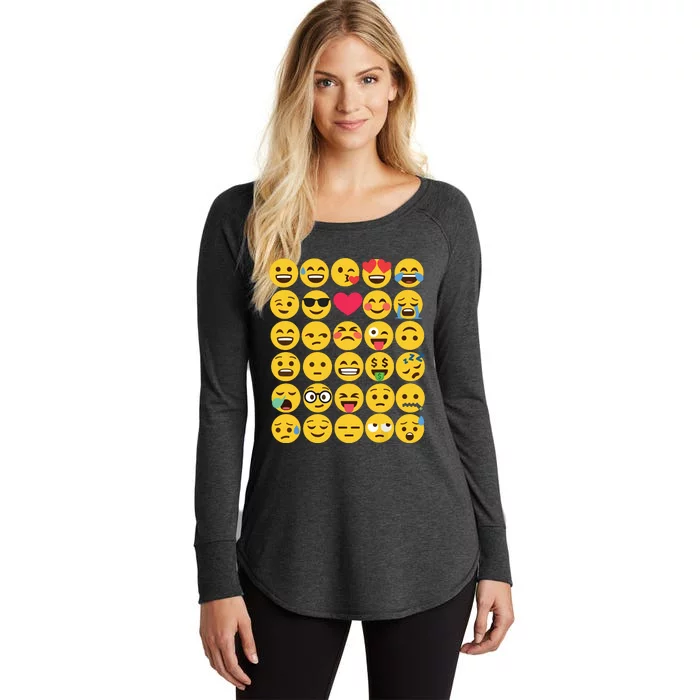 Emoticon Set Women's Perfect Tri Tunic Long Sleeve Shirt