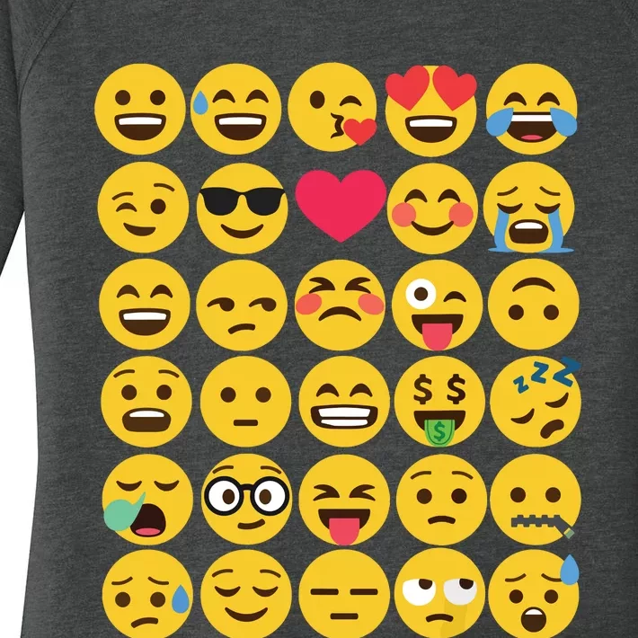 Emoticon Set Women's Perfect Tri Tunic Long Sleeve Shirt