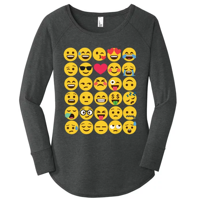 Emoticon Set Women's Perfect Tri Tunic Long Sleeve Shirt