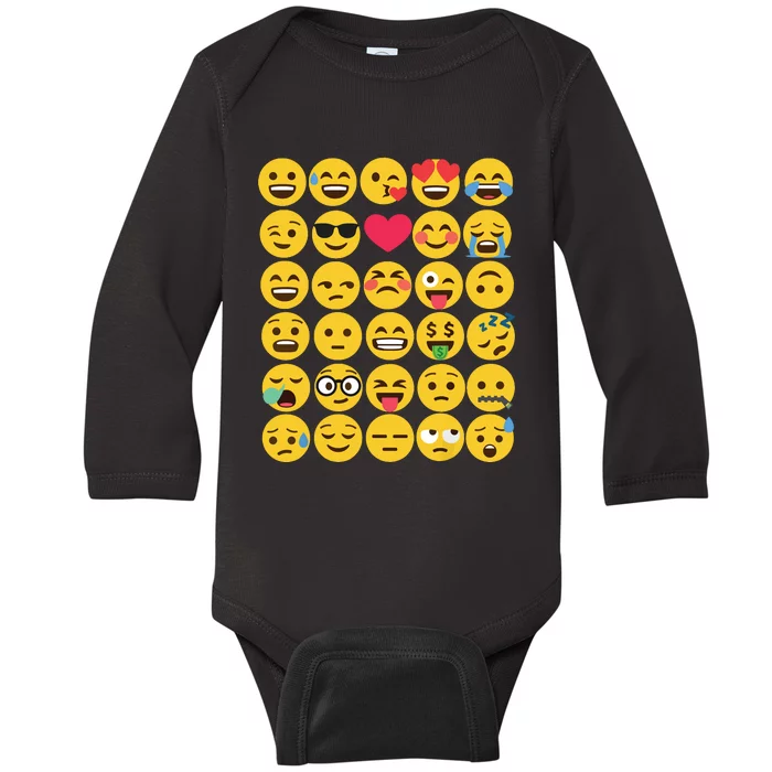 Emoticon Set Baby Long Sleeve Bodysuit