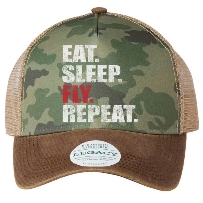 Eat Sleep Fly Repeat Distressed Fly Design Gift Legacy Tie Dye Trucker Hat