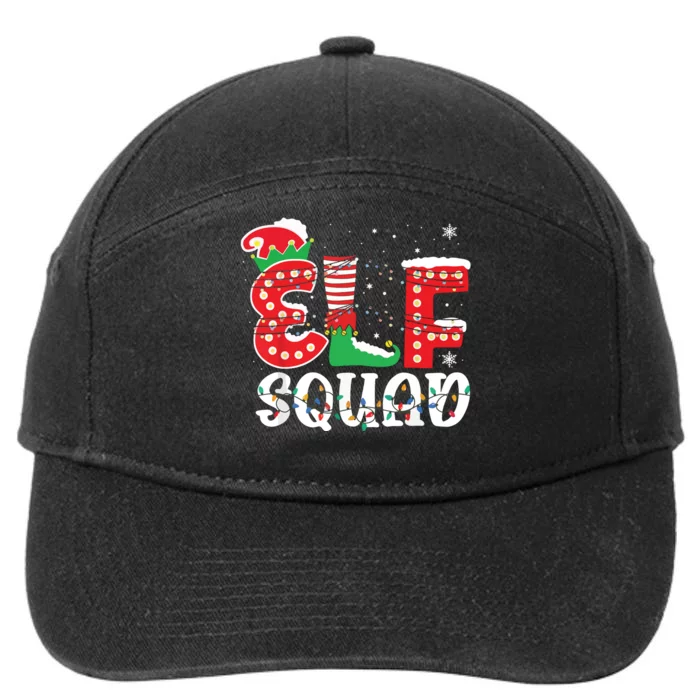 Elf Squad Funny Group Family Matching Christmas Pajamas 7-Panel Snapback Hat