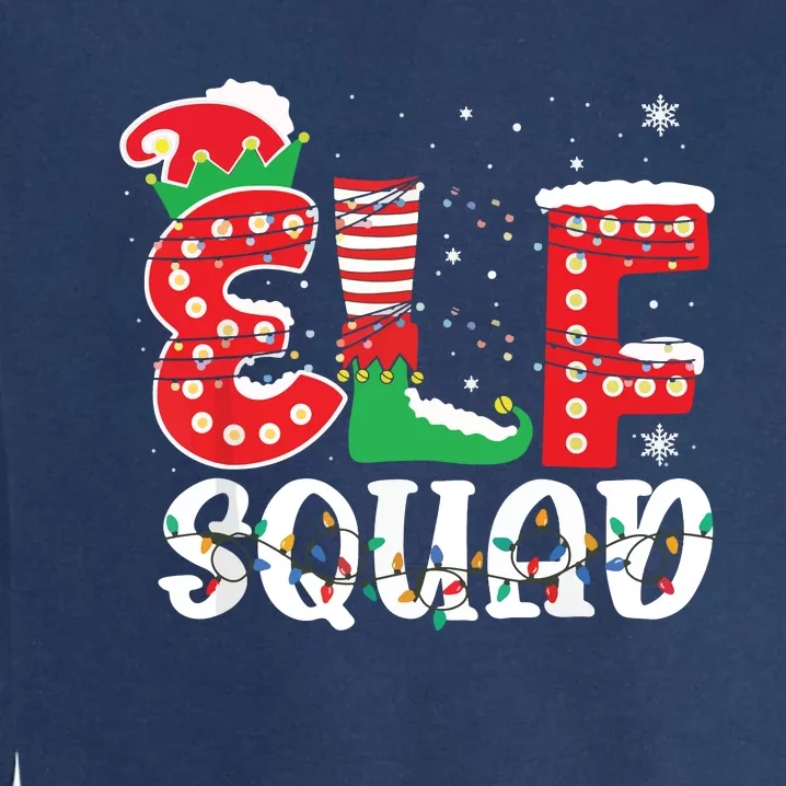 Elf Squad Funny Group Family Matching Christmas Pajamas Garment-Dyed Sweatshirt