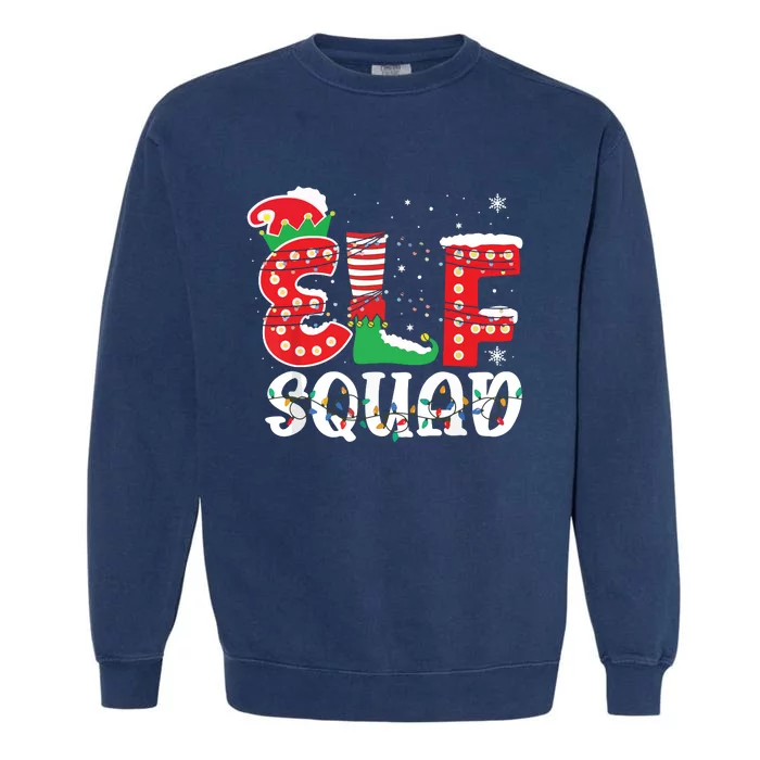 Elf Squad Funny Group Family Matching Christmas Pajamas Garment-Dyed Sweatshirt