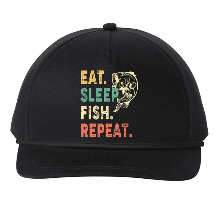 Eat Sleep Fish Repeat Retro Fishing Fisherman Gifts Snapback Five-Panel Rope Hat