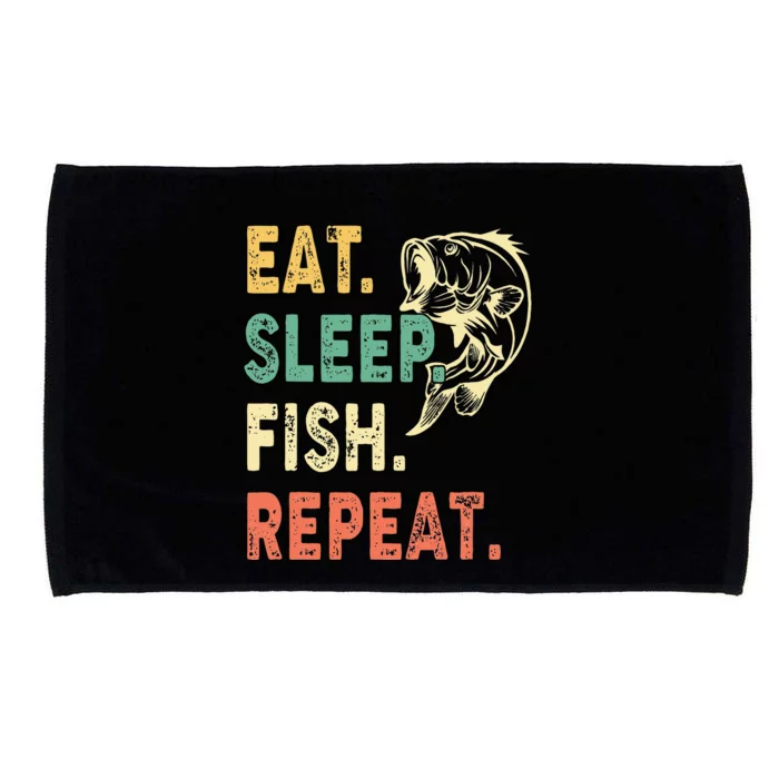 Eat Sleep Fish Repeat Retro Fishing Fisherman Gifts Microfiber Hand Towel