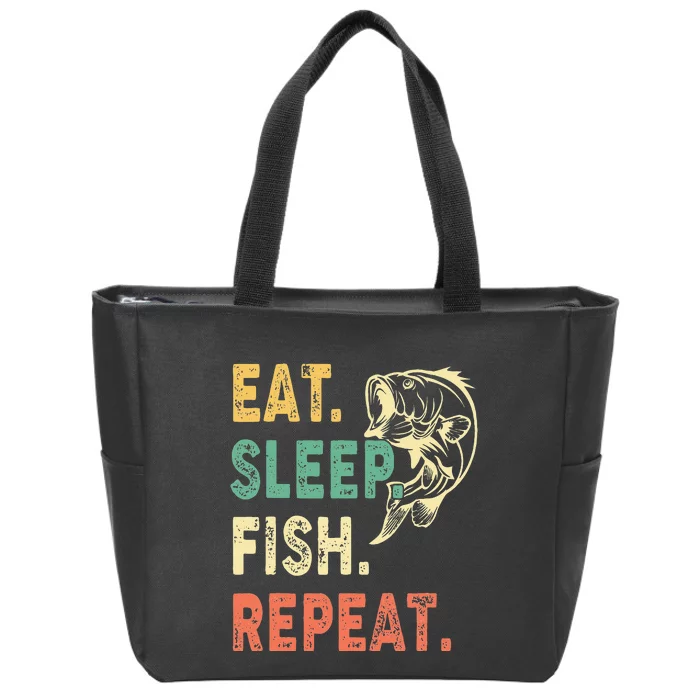 Eat Sleep Fish Repeat Retro Fishing Fisherman Gifts Zip Tote Bag