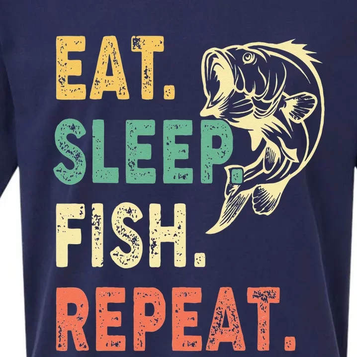 Eat Sleep Fish Repeat Retro Fishing Fisherman Gifts Sueded Cloud Jersey T-Shirt