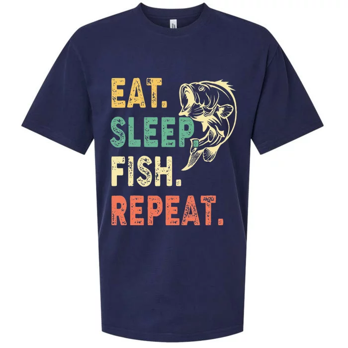 Eat Sleep Fish Repeat Retro Fishing Fisherman Gifts Sueded Cloud Jersey T-Shirt