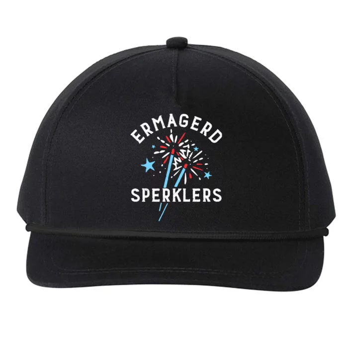 Ermahgerd Sperklers Funny 4th Of July Fireworks Sparklers Gift Snapback Five-Panel Rope Hat