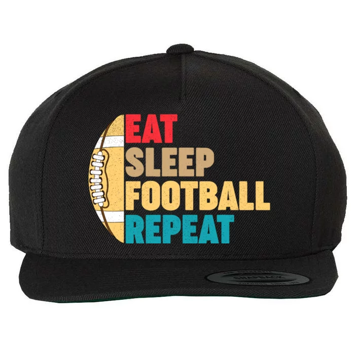 Eat Sleep Football Repeat For Teens Boy Girl Wo Wool Snapback Cap