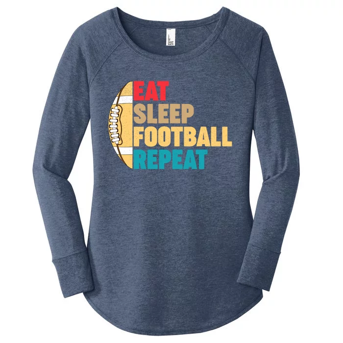 Eat Sleep Football Repeat For Teens Boy Girl Wo Women's Perfect Tri Tunic Long Sleeve Shirt