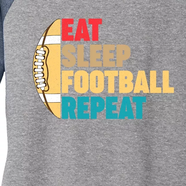 Eat Sleep Football Repeat For Teens Boy Girl Wo Women's Tri-Blend 3/4-Sleeve Raglan Shirt