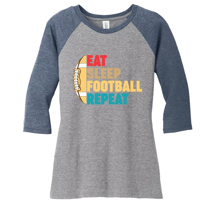 Eat Sleep Football Repeat For Teens Boy Girl Wo Women's Tri-Blend 3/4-Sleeve Raglan Shirt