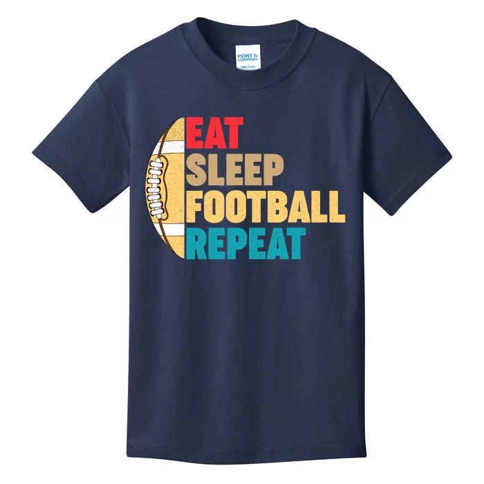 Eat Sleep Football Repeat For Teens Boy Girl Wo Kids T-Shirt