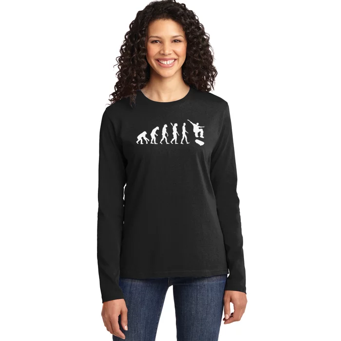 Evolution skateboarding funny sport lover Ladies Long Sleeve Shirt