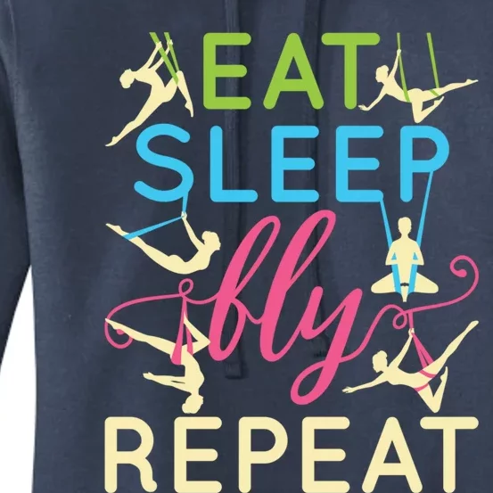 Eat Sleep Fly Repeat Cool Aerial Yoga Silks Gift Women's Pullover Hoodie