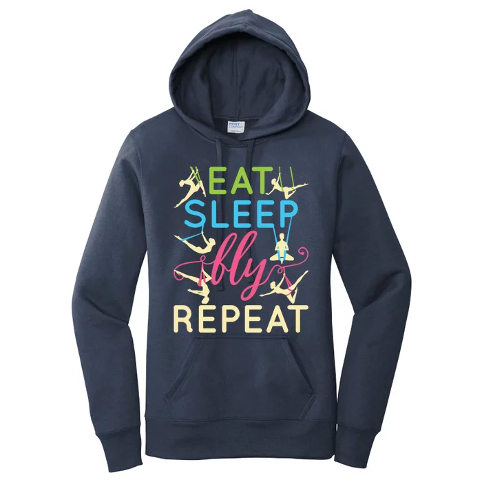 Eat Sleep Fly Repeat Cool Aerial Yoga Silks Gift Women's Pullover Hoodie