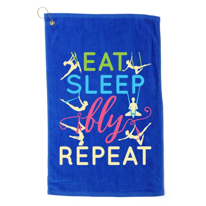 Eat Sleep Fly Repeat Cool Aerial Yoga Silks Gift Platinum Collection Golf Towel