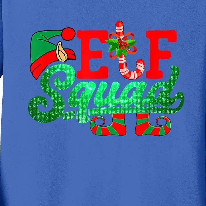 Elf Squad Funny Family Christmas Matching Pajamas Xmas Funny Gift Kids Long Sleeve Shirt