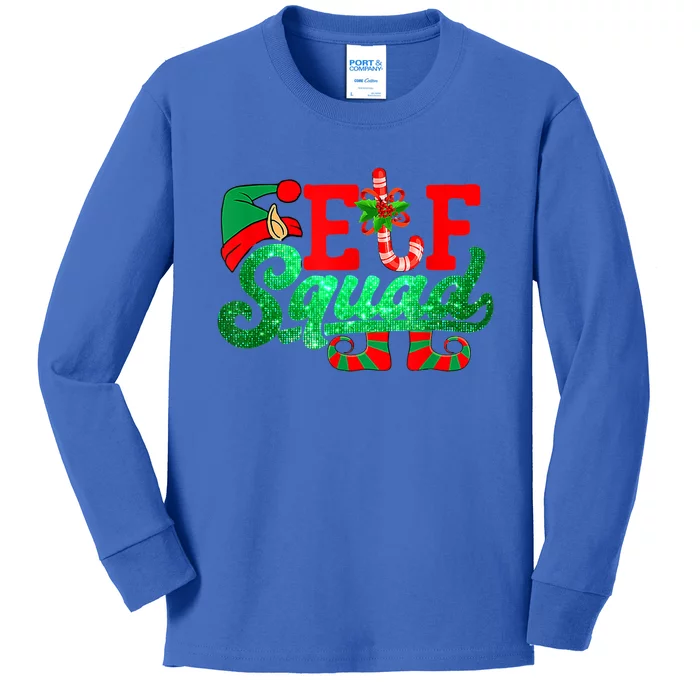 Elf Squad Funny Family Christmas Matching Pajamas Xmas Funny Gift Kids Long Sleeve Shirt