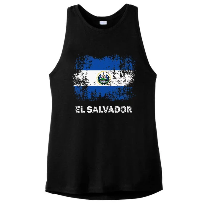 El Salvadoran Flag Patriotic El Salvador Flag Ladies Tri-Blend Wicking Tank