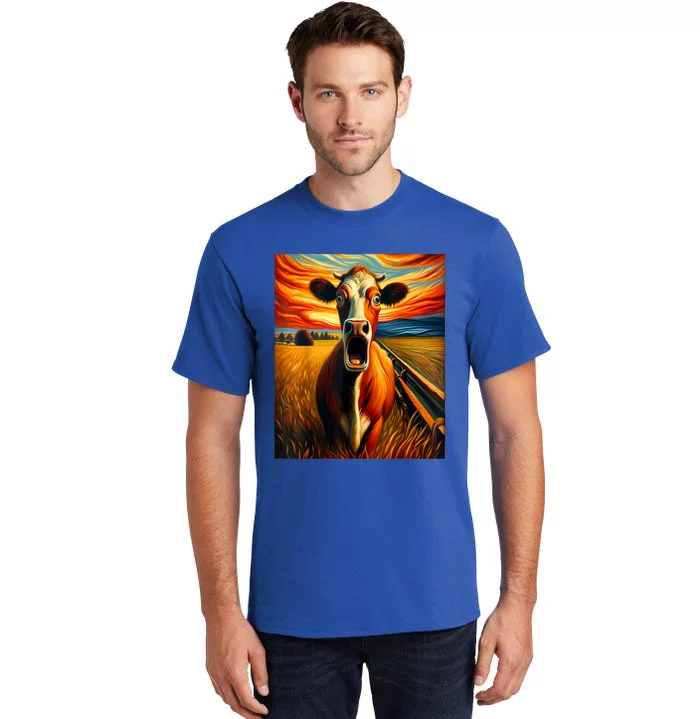 Expressionist Scream For Cow Lovers | Artistic Cow Tall T-Shirt