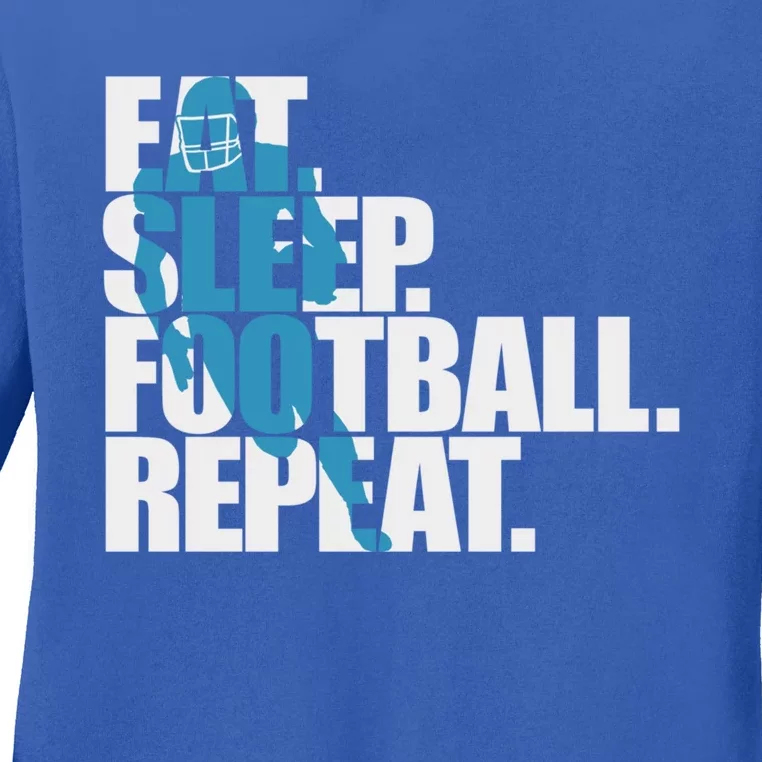 Eat Sleep Football Repeat Sports Gift Ladies Long Sleeve Shirt