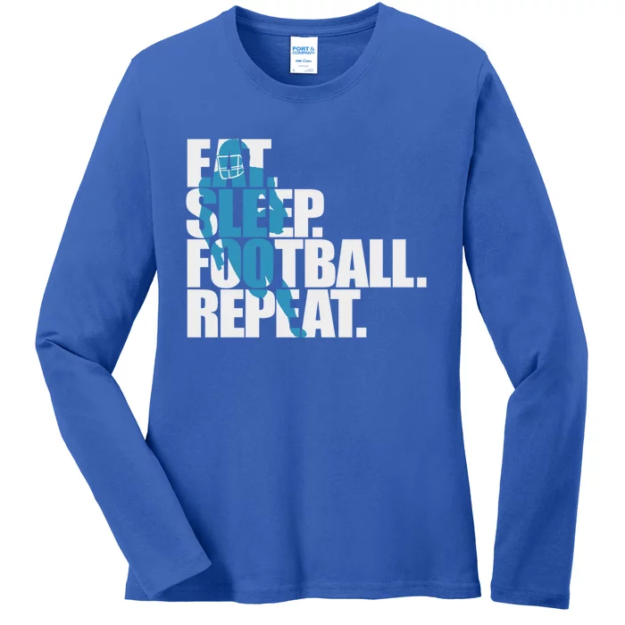 Eat Sleep Football Repeat Sports Gift Ladies Long Sleeve Shirt