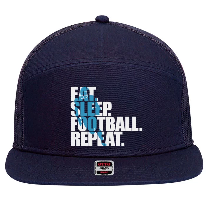 Eat Sleep Football Repeat Sports Gift 7 Panel Mesh Trucker Snapback Hat