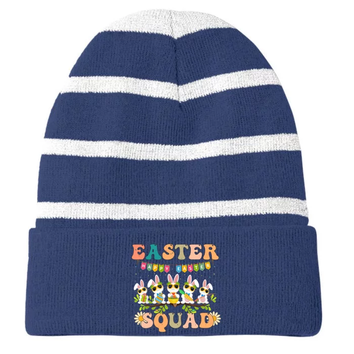 Easter squad funny easter Striped Beanie with Solid Band