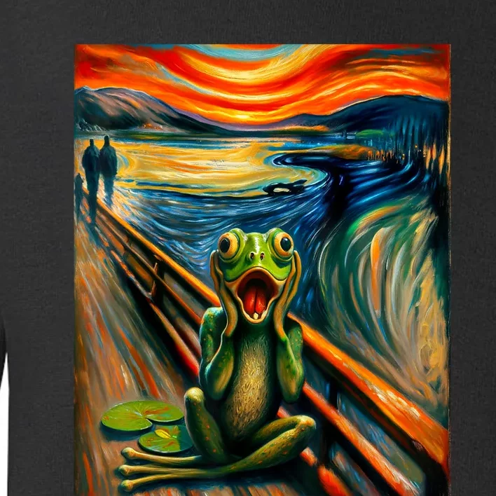 Expressionist Scream For Frog Lovers | Artistic Frog Toddler Sweatshirt